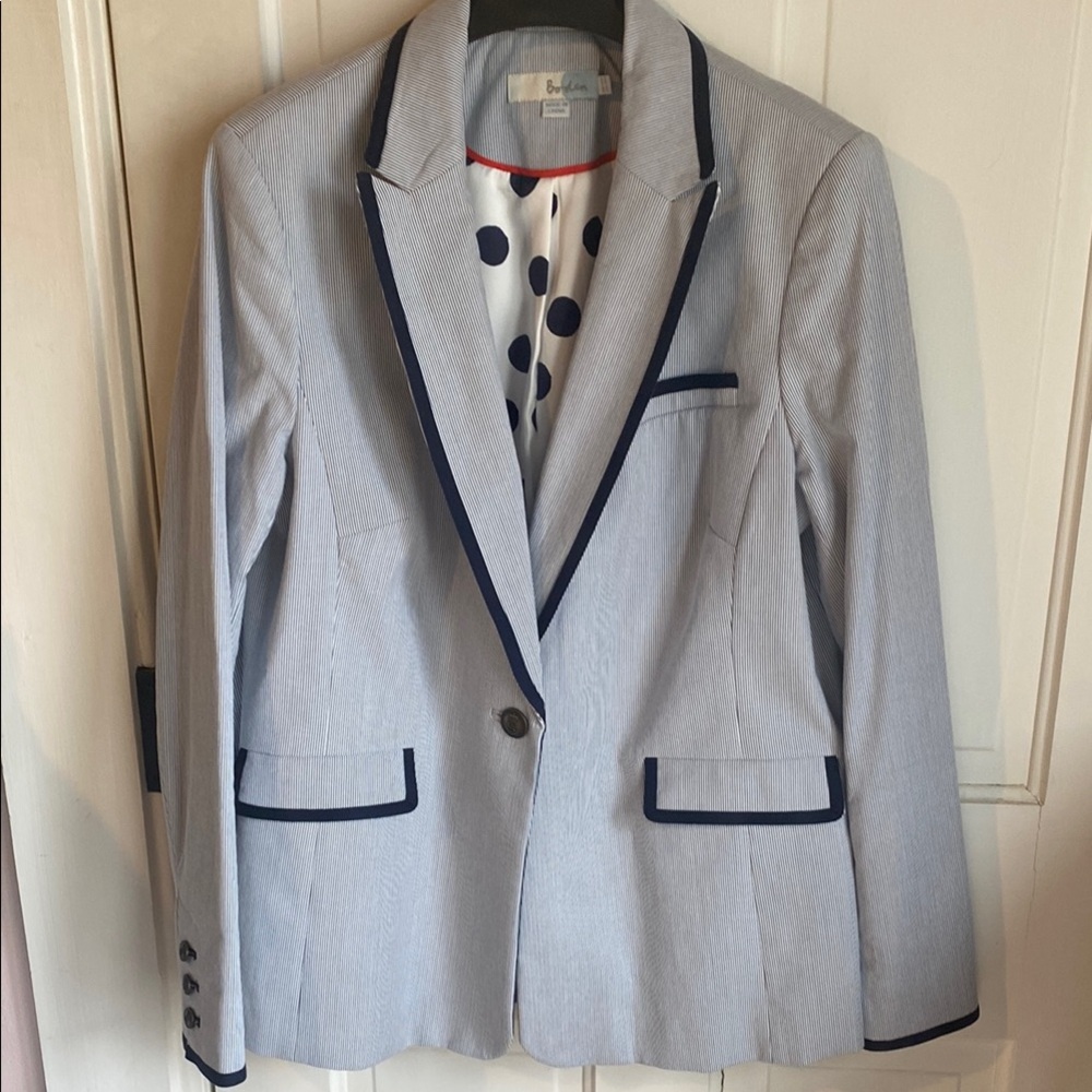 Boden Ellen Blue Blazer with Tailored Fit and Notched Lapels